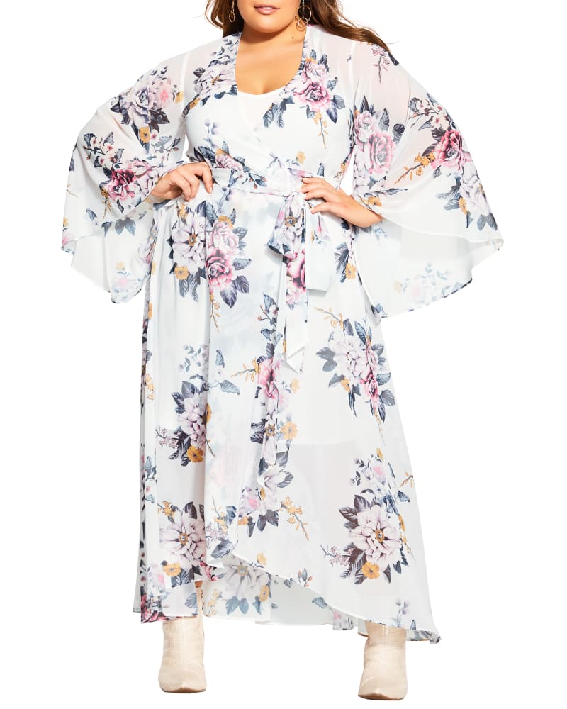 Front of a model wearing a size M Fleetwood Maxi Dress in Summer Love by City Chic. | dia_product_style_image_id:293532